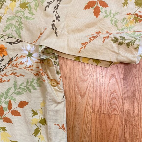 Vintage cotton kaftan kimono-style Japanese floral leaf print - Picture 3 of 7
